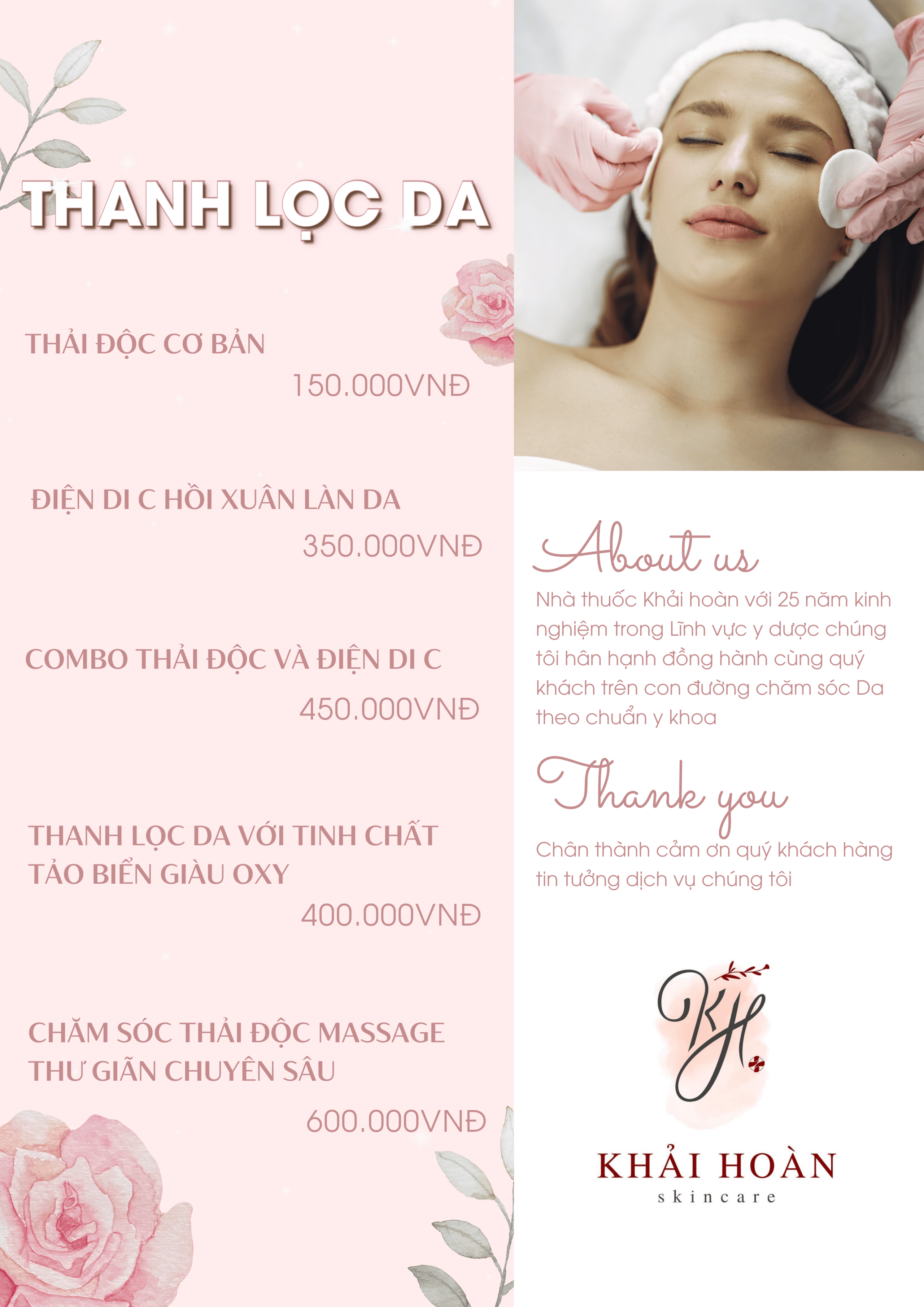 Bảng giá Detox da 2 khaihoanskincare - bang gia detox da